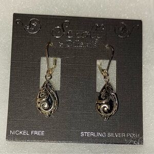 Black and Gold Teardrop Earrings